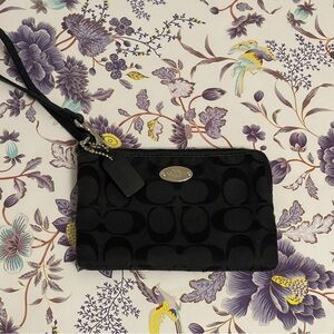 Coach Black Signature Wristlet Authentic